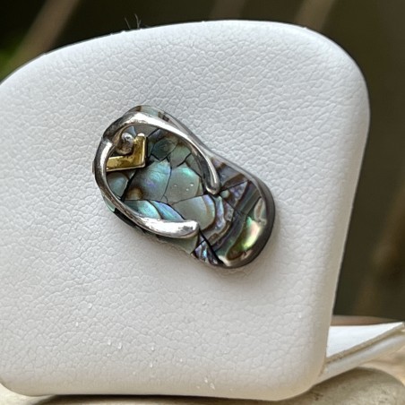 Flip-flop N 39  - Rhodium Silver Abalone Savannah Pendant
