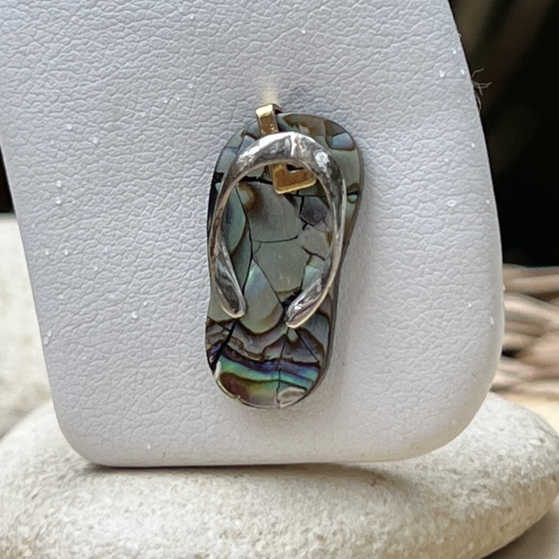 Flip-flop N 39  - Rhodium Silver Abalone Savannah Pendant