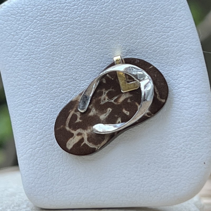 Pendentif en Coprah et Argent rhodié 925/00 (サヴァテ)