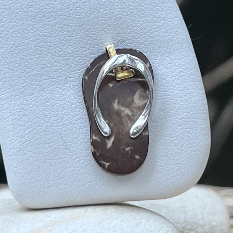 Savate - Pendentif en Argent rhodié et Coprah