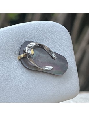 Savate - Pendentif Argent Rhodié Nacre Perlière de Tahiti