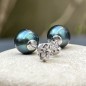 Rhodium-Plated Silver Tahitian Pearl Earrings – Indigo Blue