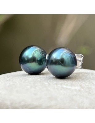 prix Boucles oreille perles de culture - perles de Tahiti bleues en boucles