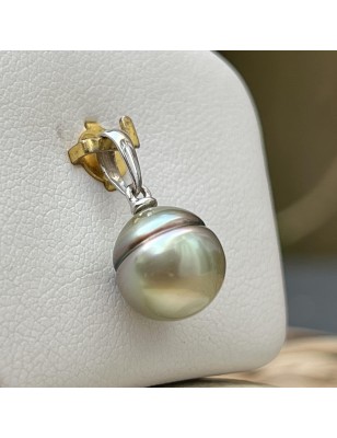 Matira Emeraude - Pendentif Or 18 Carats Perle de Tahiti de 9.70mm