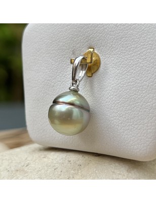 Matira Emeraude - Pendente Oro 18 Carati Perla di Tahiti di 9,70 mm