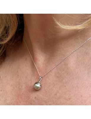Matira Emeraude - Pendentif Or 18 Carats Perle de Tahiti de 9.70mm