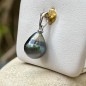 Mira - Rhodium-Plated Silver Pendant and Tahitian Peacock Pearl - 8.95mm