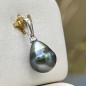 Mira - Rhodium-Plated Silver Pendant and Tahitian Peacock Pearl - 8.95mm