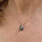 Mira - Rhodium-Plated Silver Pendant and Tahitian Peacock Pearl - 8.95mm
