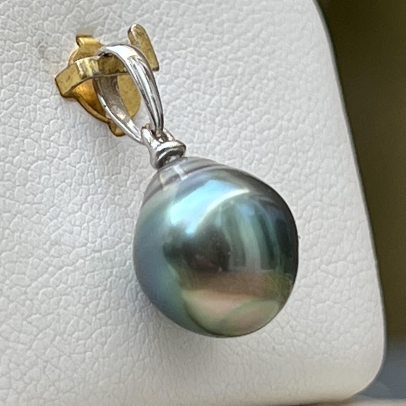 Moana Uira - Rhodium-Plated Silver and Baroque Tahitian Pearl Pendant