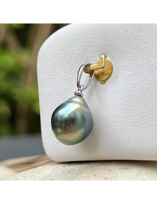 Moana Uira - Rhodium-Plated Silver and Baroque Tahitian Pearl Pendant