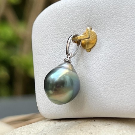 Moana Uira - Rhodium-Plated Silver and Baroque Tahitian Pearl Pendant