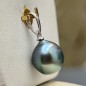 Aro Moana - Blue Tahitian Pearl Pendant - 9.46mm