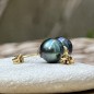 Éclatante - Perles de Tahiti Vertes - 9.00mm - Boucles or 750