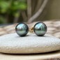 Éclatante - Perlas de Tahití Azul Violeta - Pendientes oro 750