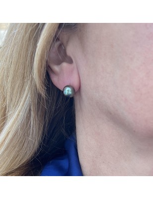 Éclatante - Perles de Tahiti Bleu Violine - Boucles or 750