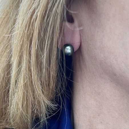 Tiareva - Orecchini Oro 750 Perle di Tahiti Verde Pistacchio