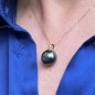 Tūroa – 18 Carat Gold Pendant - 13.20 mm Round Tahitian Pearl