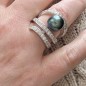 PÔMARE IV- Bague Argent Rhodié Perle de Tahiti de 11.00mm