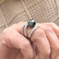 PÔMARE IV- Bague Argent Rhodié Perle de Tahiti de 11.00mm