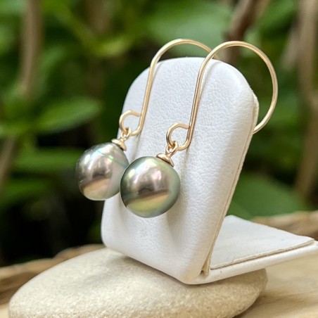 大溪地珍珠圈形耳环