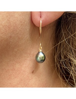 Moana Sunset - Créoles en Gold-filled Perles de Tahiti Blue Pacific Sunset