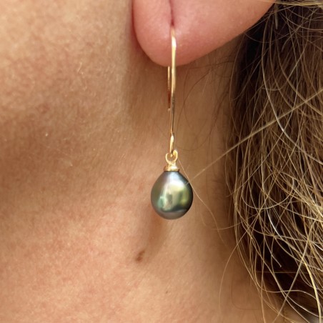 Moana Sunset - 金填珍珠塔希提蓝太平洋日落耳环