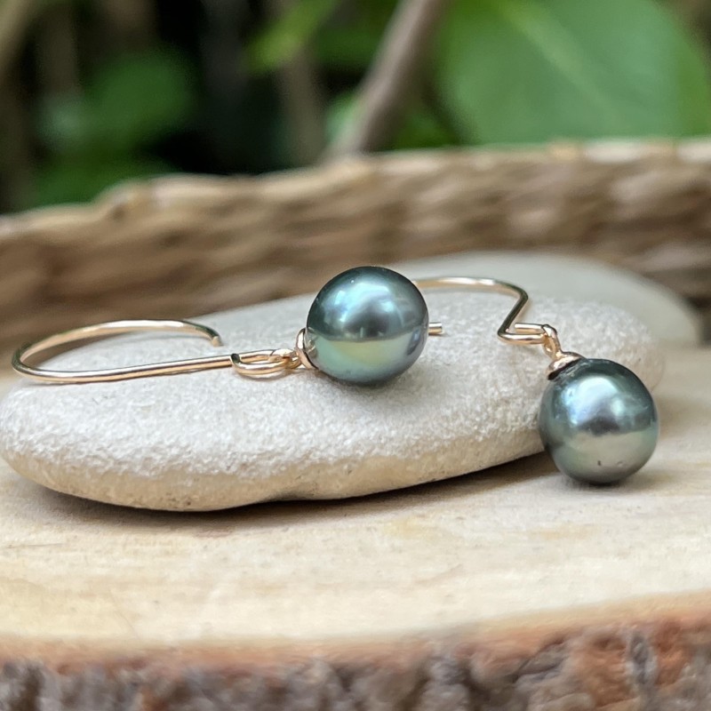 Moana Sunset - Créoles en Gold-filled Perles de Tahiti Blue Pacific Sunset