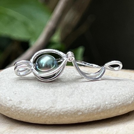 Pendant Cage Without Tahitian Pearl - Rhodium-Plated Silver