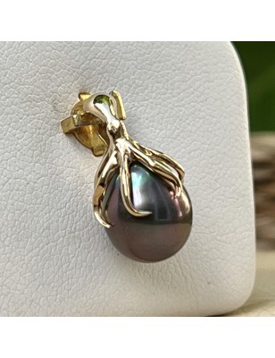 Moana Iti - Pieuvre Or 18 Carats - Perle de Tahiti Aubergine