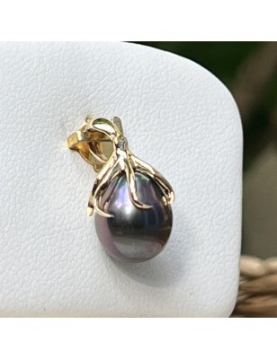 pieuvre en or pendentif femme perle de Tahiti aubergine prix