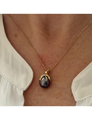 pieuvre en or pendentif femme perle de Tahiti aubergine prix