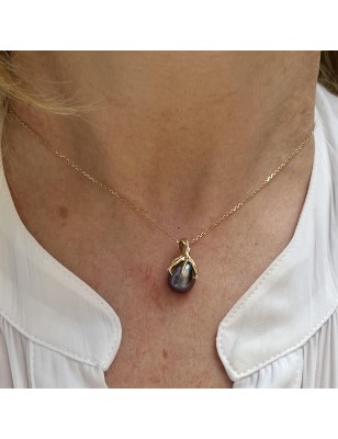 pieuvre en or pendentif femme perle de Tahiti aubergine prix