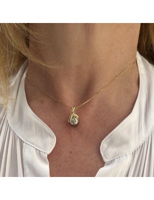 Moana Iti - 18克拉金章鱼 - 绿色金色大溪地珍珠