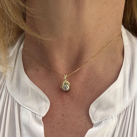 Moana Iti - 18克拉金章鱼 - 绿色金色大溪地珍珠