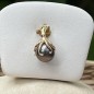 Moana Iti - 18 Carat Gold Octopus - Round Eggplant Tahitian Pearl