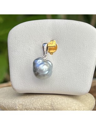 Tamari Moana - Pendentif Argent Perle de Tahiti Baroque