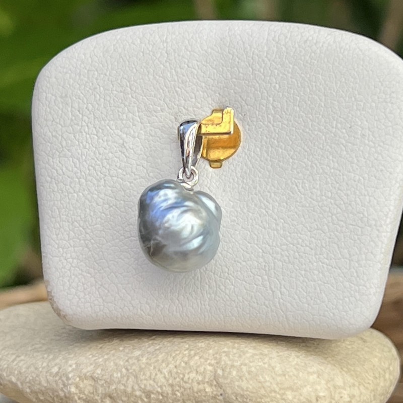Tamari Moana - Pendentif Argent Perle de Tahiti Baroque
