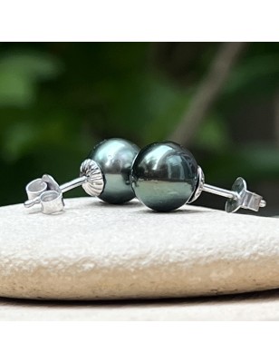 boucle oreille perle tahiti culture verte prix - boucles tahitiennes en perles