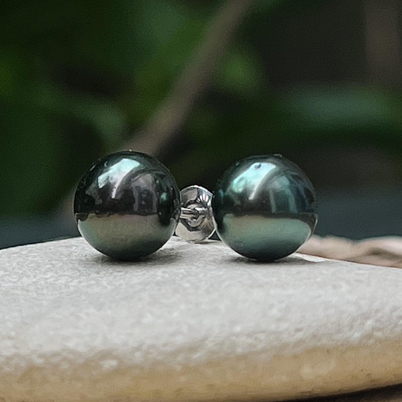 Tepua - Tahitian Pearl Earrings Peacock - 8.90mm Tepua - Tahitian Pearl Earrings Peacock - 8.90mm