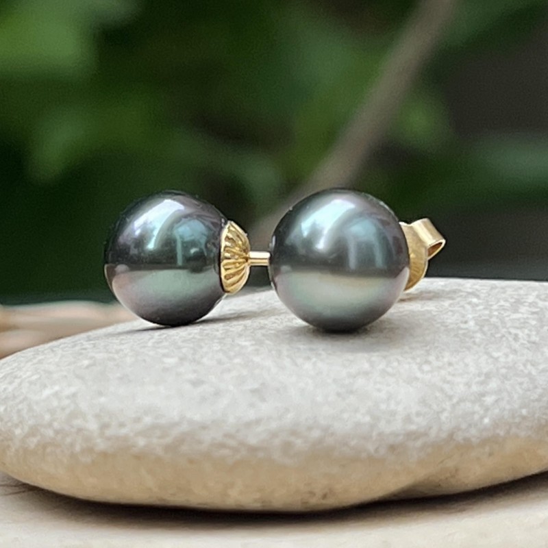 Here - 大溪地蓝紫色珍珠耳环