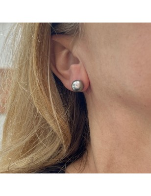 Mahana Ura - Silver Earrings Tahitian Pearls 9.82 mm