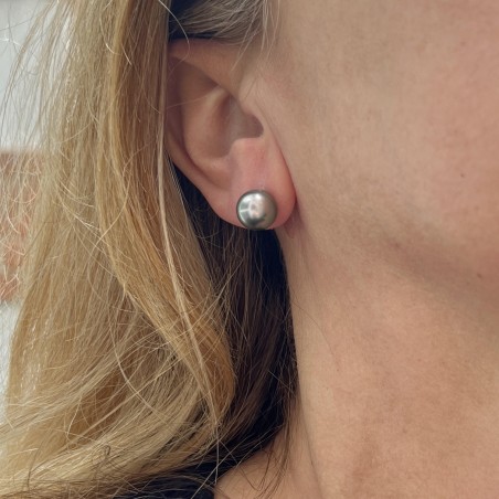 Mahana Ura - Pendientes de Plata con Perlas de Tahití de 9.82 mm