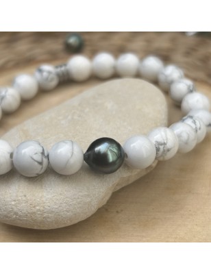 Howlite - لؤلؤة تاهيتي الطاووس - 8.51 مم