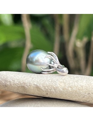 women's octopus gold pendant with lagoon blue tahitian pearl price - tahitian octopus jewel