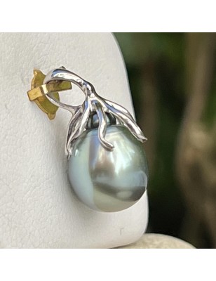 women's octopus gold pendant with lagoon blue tahitian pearl price - tahitian octopus jewel