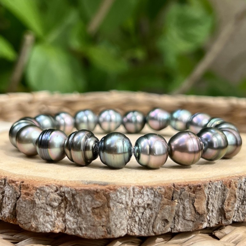 Moerava - Bracelet 20 Perles de Tahiti Cerclées Sélection