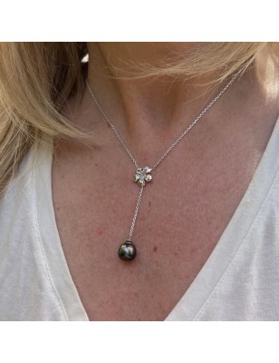 Ibisco - Collana Fiore Perla di Tahiti