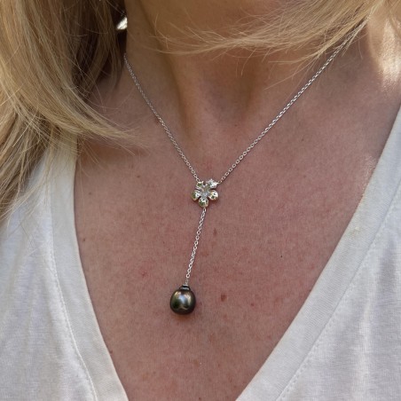 Ibisco - Collana Fiore Perla di Tahiti