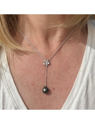 Гибискус - Ожерелье Цветок Жемчуг Таити 9,50 мм